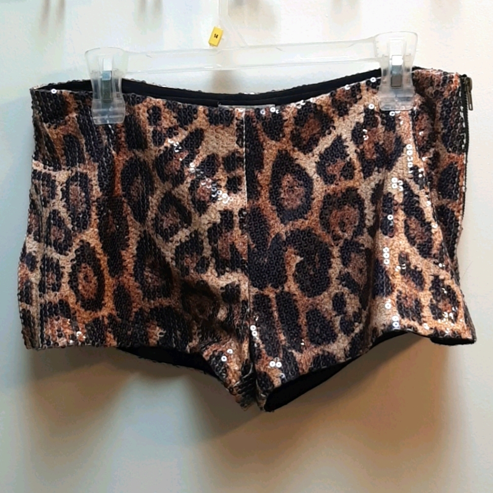 Charlotte Russe Sequined Leopard Shorts L
